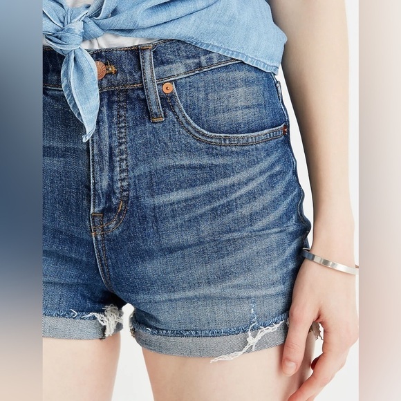 Madewell High-Rise Denim Shorts in Glenoaks Wash: Cutoff Edition Size 24 - Picture 3 of 11